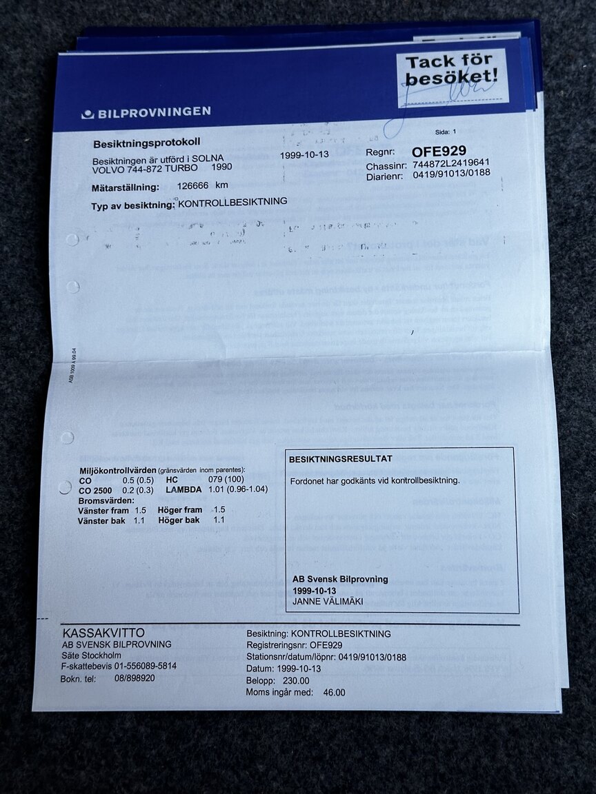 Documentation for 1990 VOLVO 740 Turbo (15)