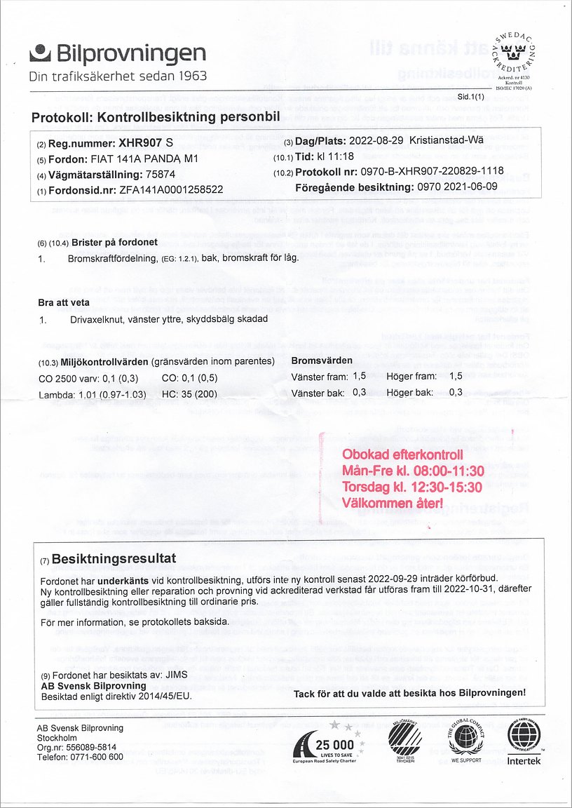 Dokumentation för 1996 Fiat Panda CLX Selecta Tetto Apribile