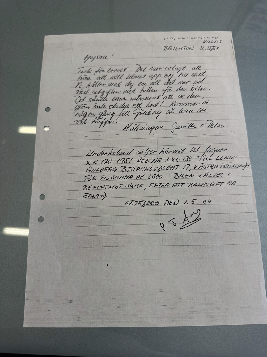 Documentation for 1951 Jaguar XK 120