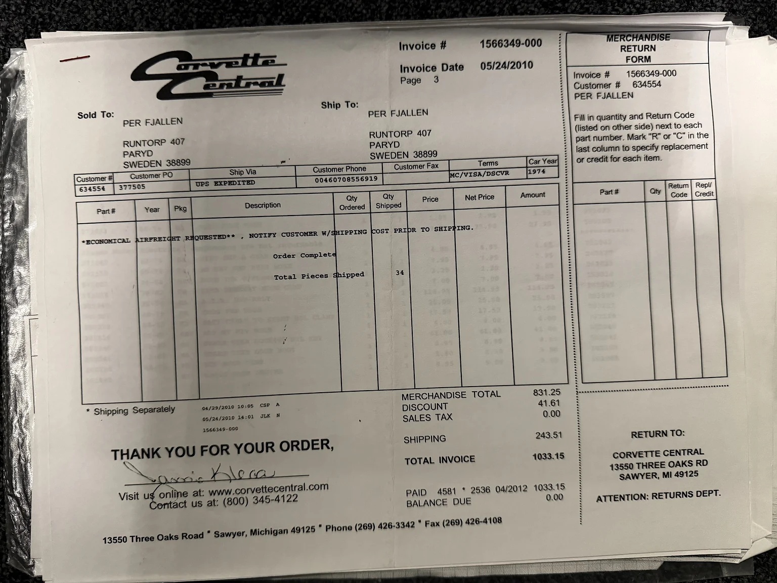 Dokumentation för 1974 Chevrolet Corvette Stingray (51)