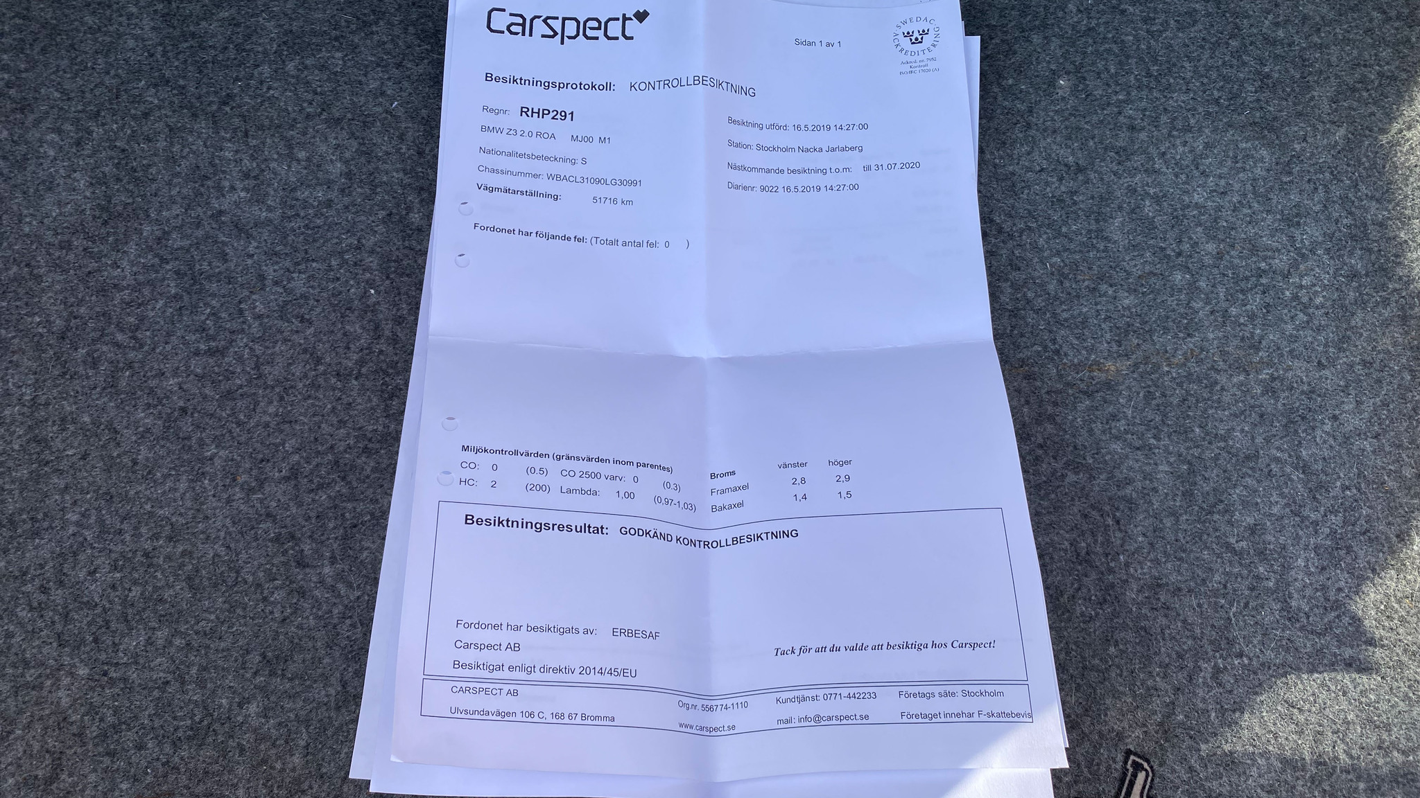 Documentation for 2000 BMW Z3