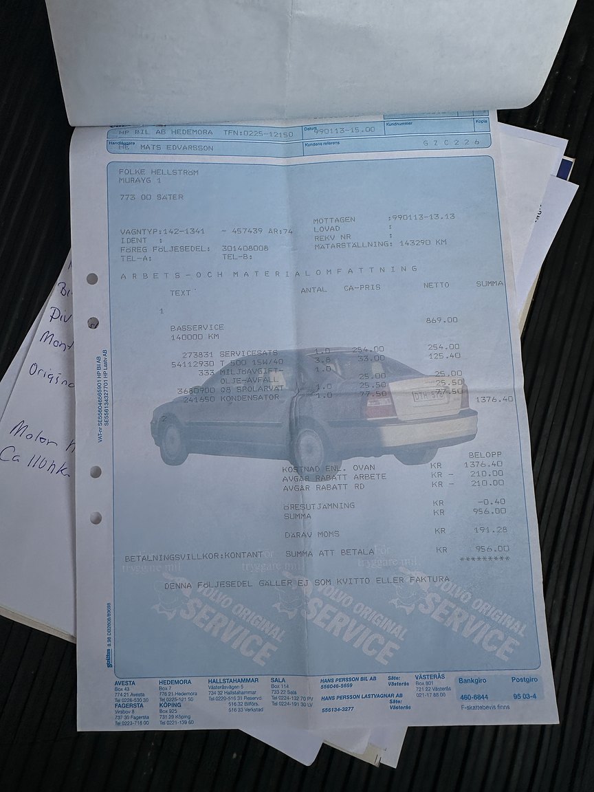 Dokumentation, 1974 Volvo 142 2.0