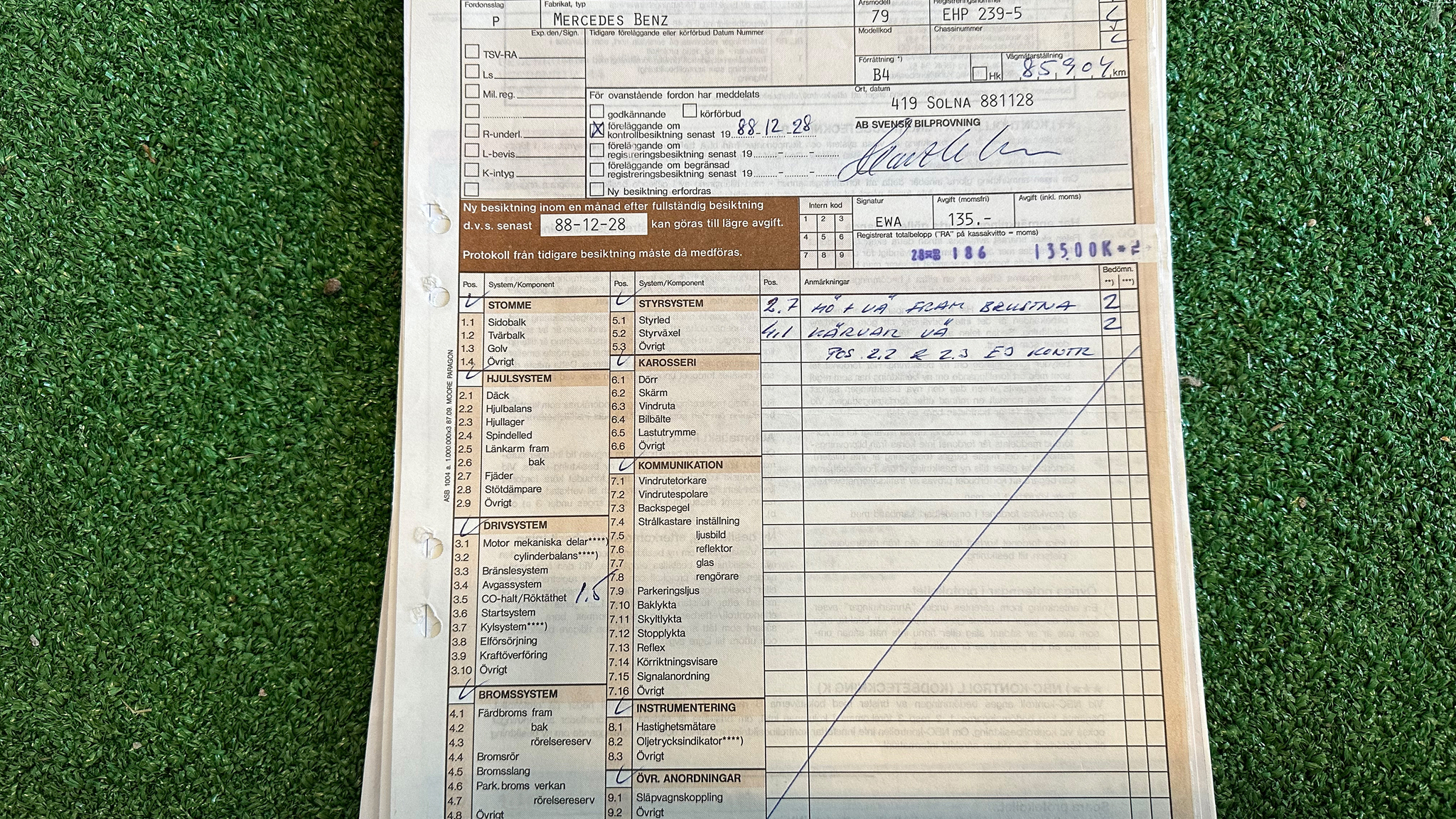 Dokumentation för 1979 Mercedes Benz 230