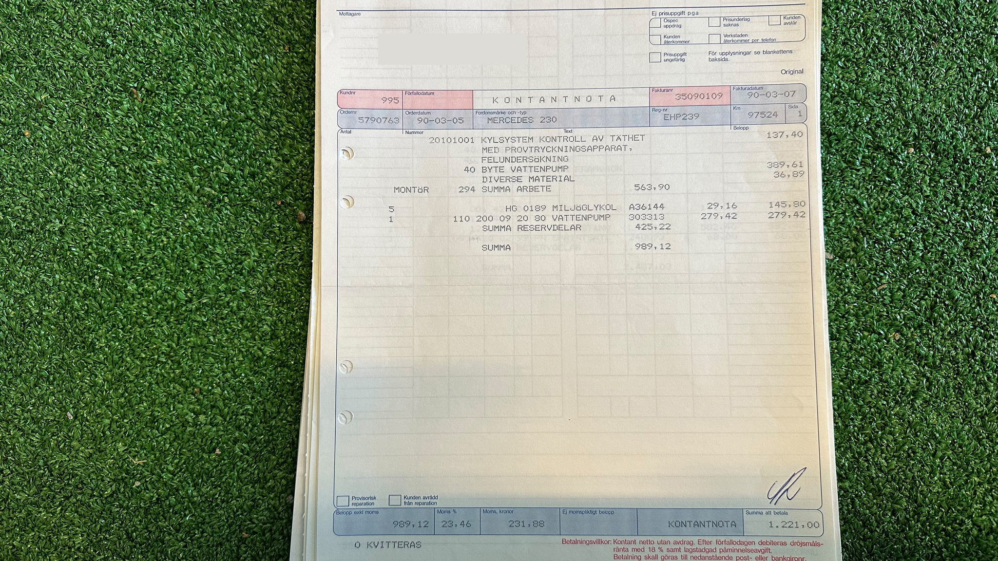 Dokumentation för 1979 Mercedes Benz 230