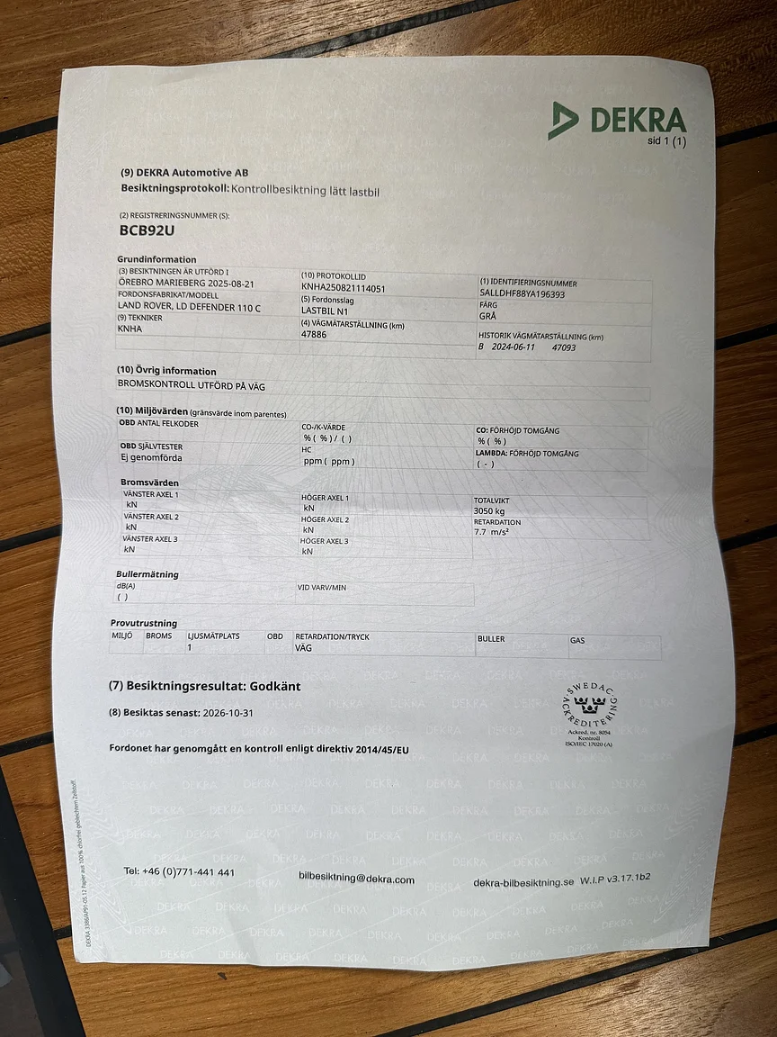 Dokumentation för 2000 Land Rover Defender 110 C (2)