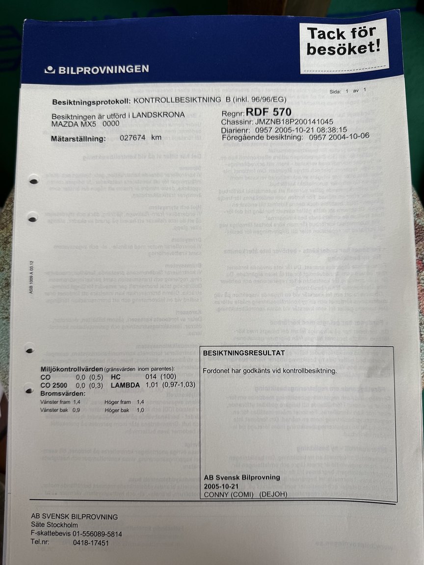 Dokumentation för 1999 Mazda MX-5