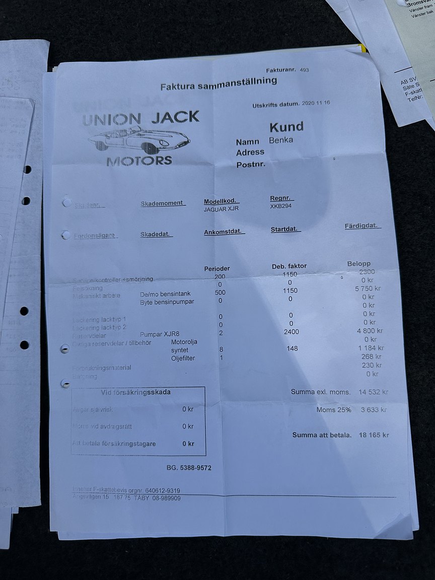 Documentation for 2001 Jaguar XJR