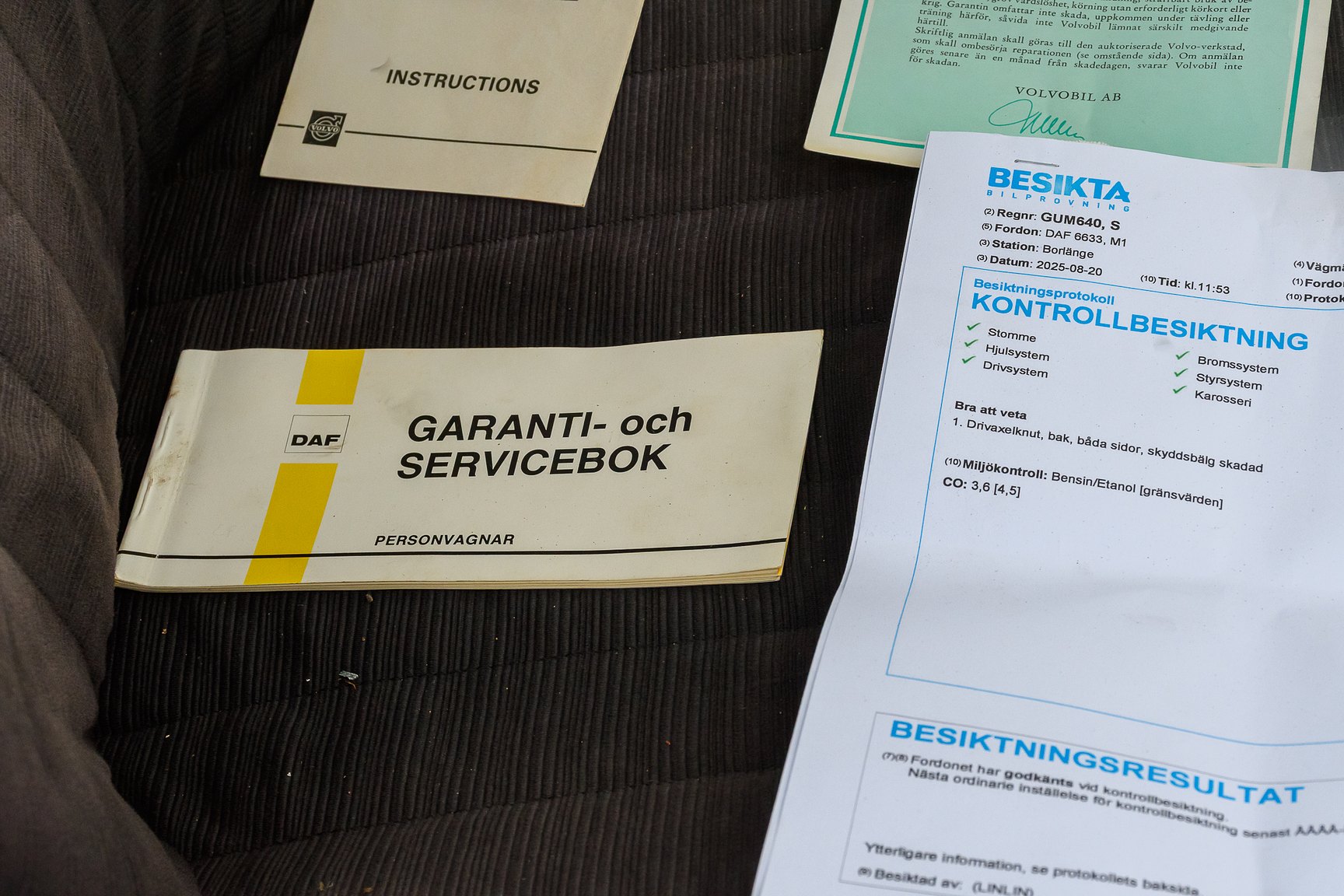 Dokumentation för 1974 DAF 6633 - NO RESERVE