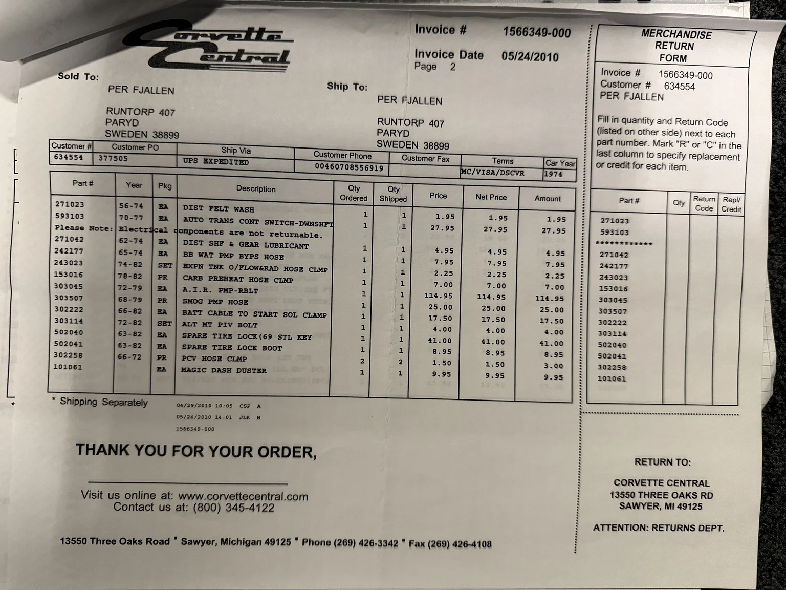 Dokumentation, 1974 Chevrolet Corvette Stingray