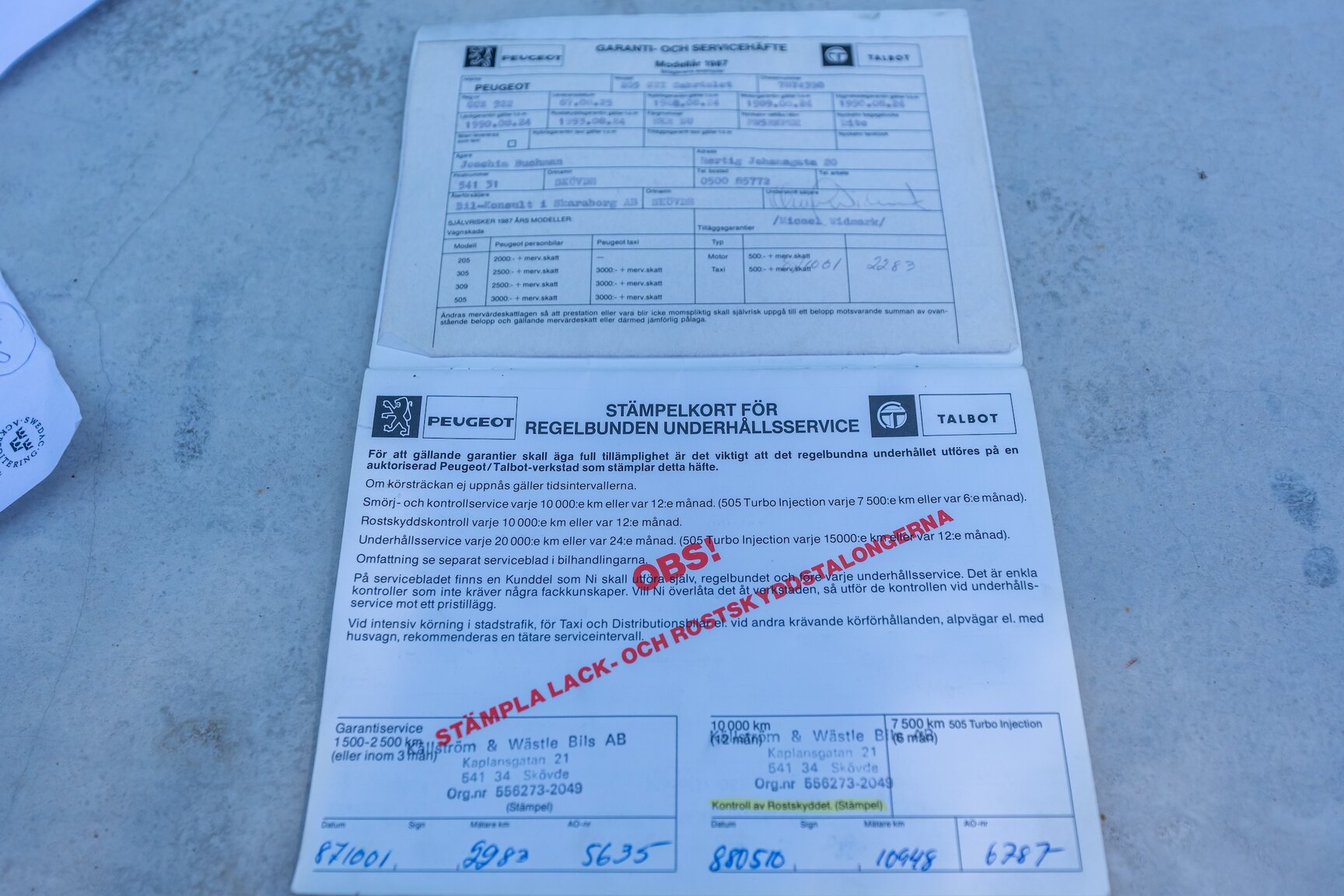 Documentation for 1987 Peugeot 205 CTI 1.6