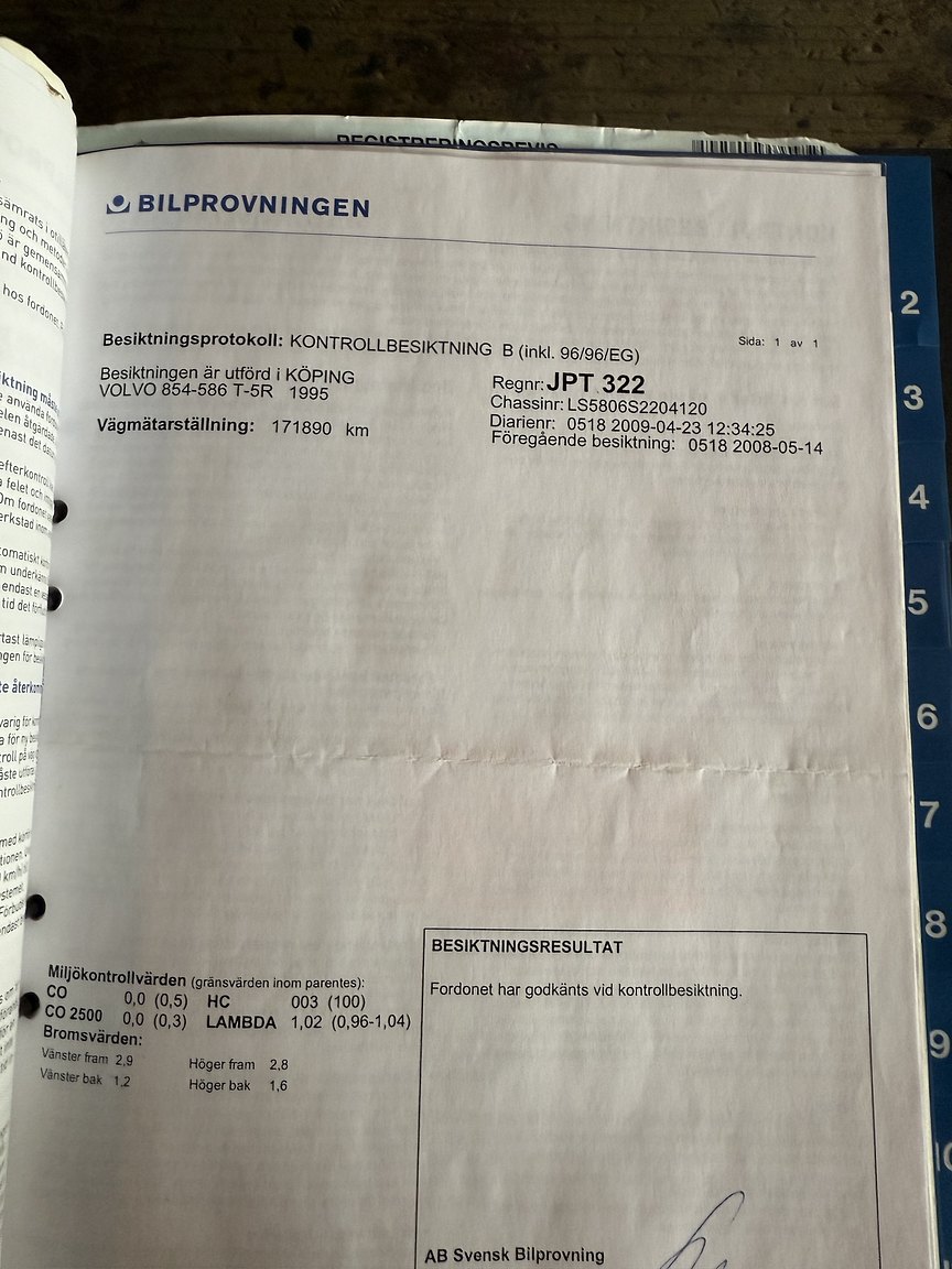 Documentation for 1995 Volvo 850 T-5R