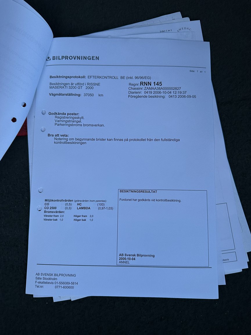 Documentation for 2000 Maserati 3200 GT