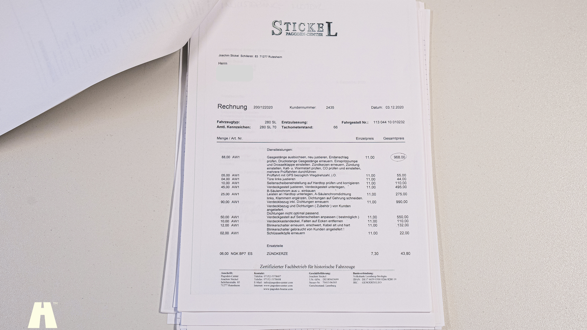 Dokumentation för 1970 Mercedes 280 SL Pagoda (55)