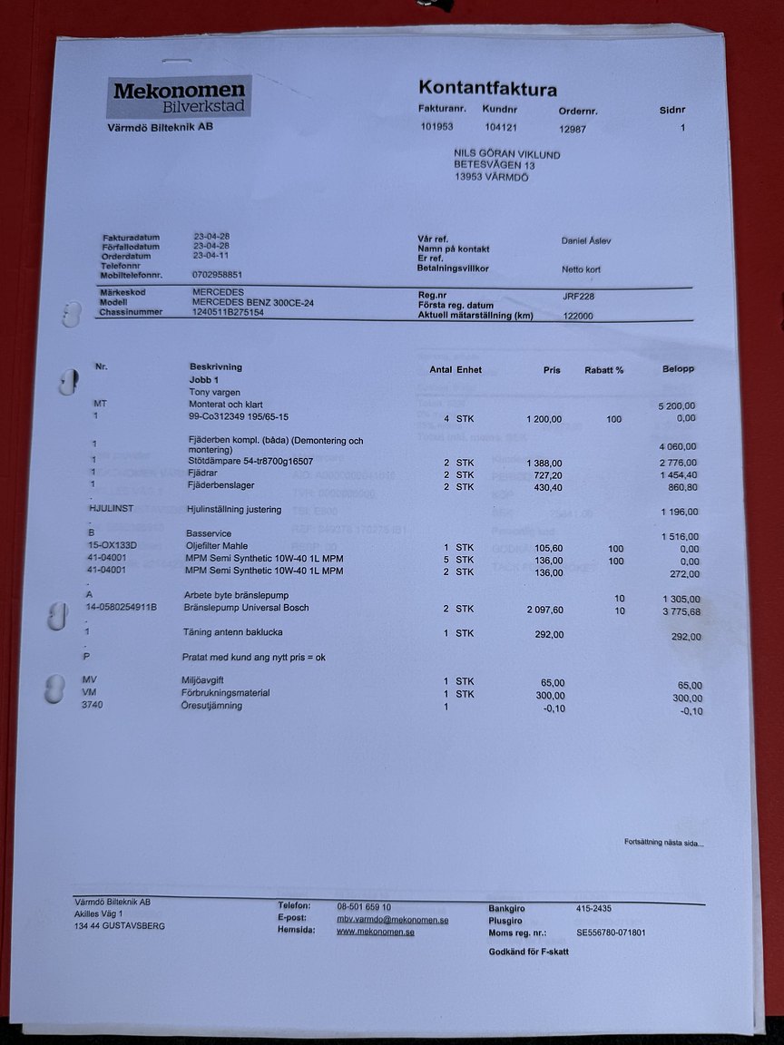Dokumentation för 1990 Mercedes-Benz 300CE-24