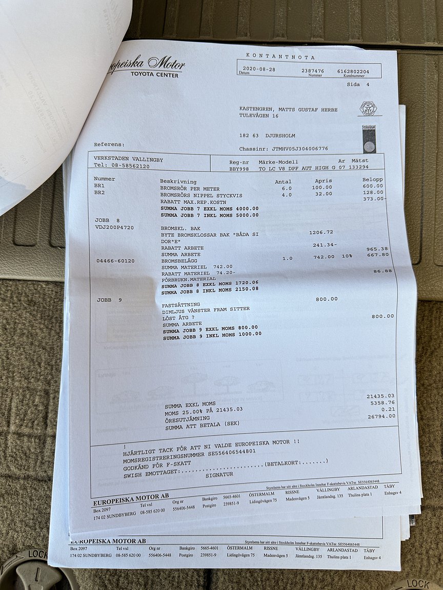 Documentation for 2008 Toyota Land Cruiser 4.5 4WD V8