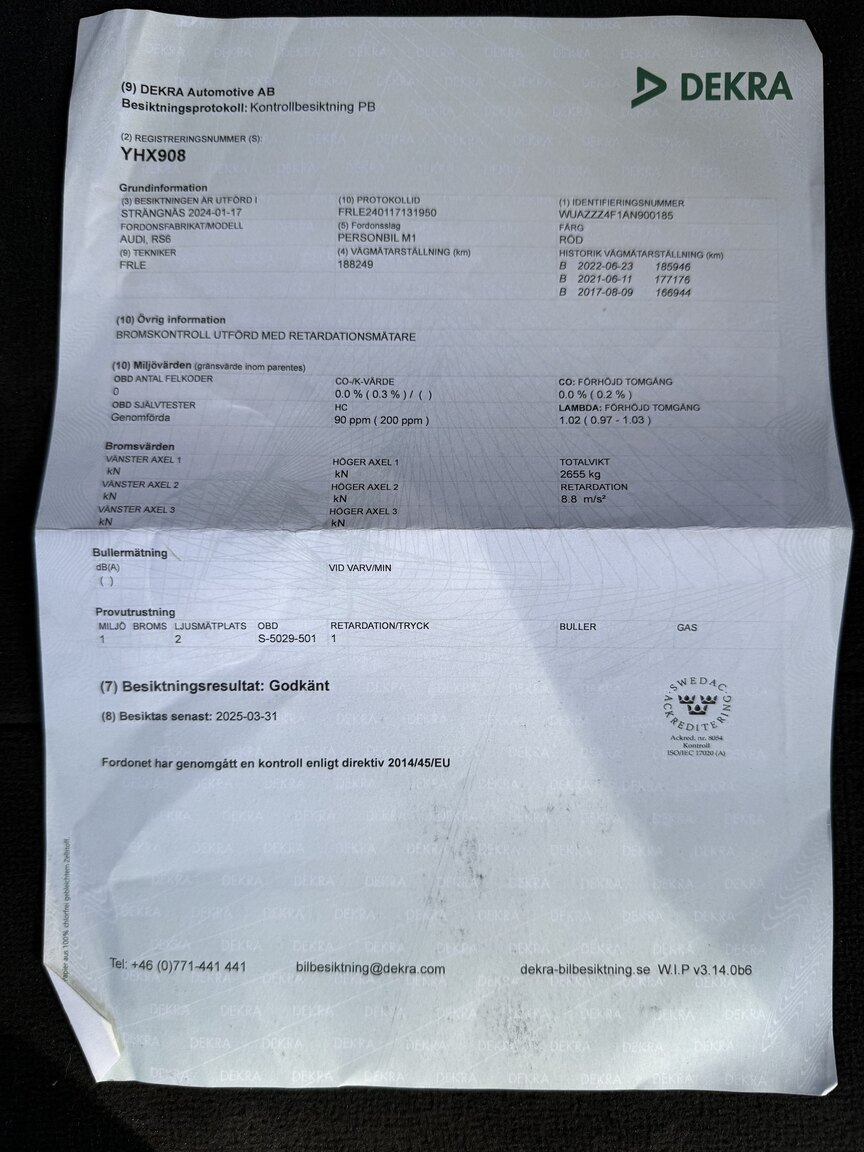 Documentation for 2010 Audi RS6 Avant V10 Quattro