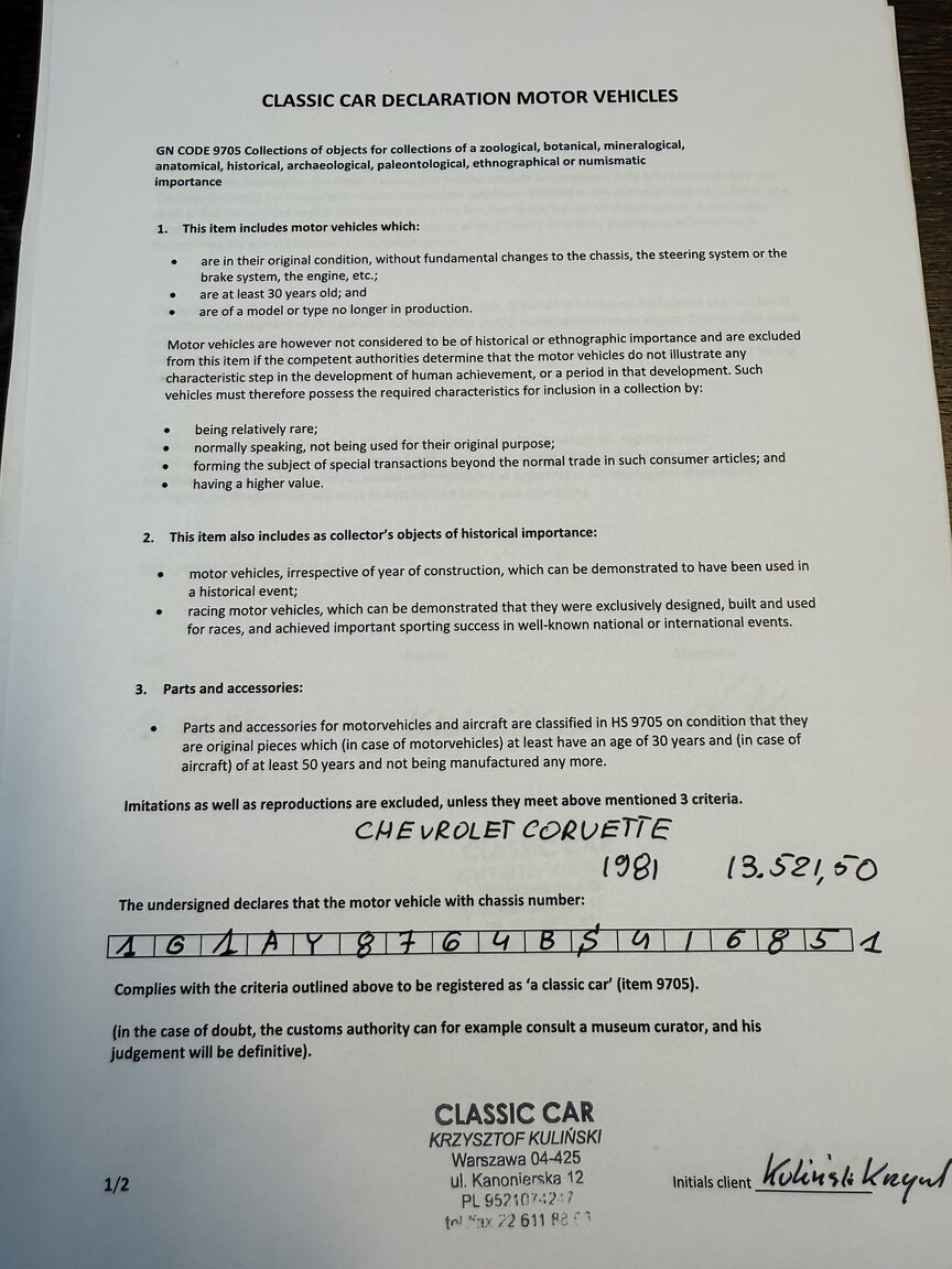 Dokumentation för 1981 Chevrolet Corvette (4)