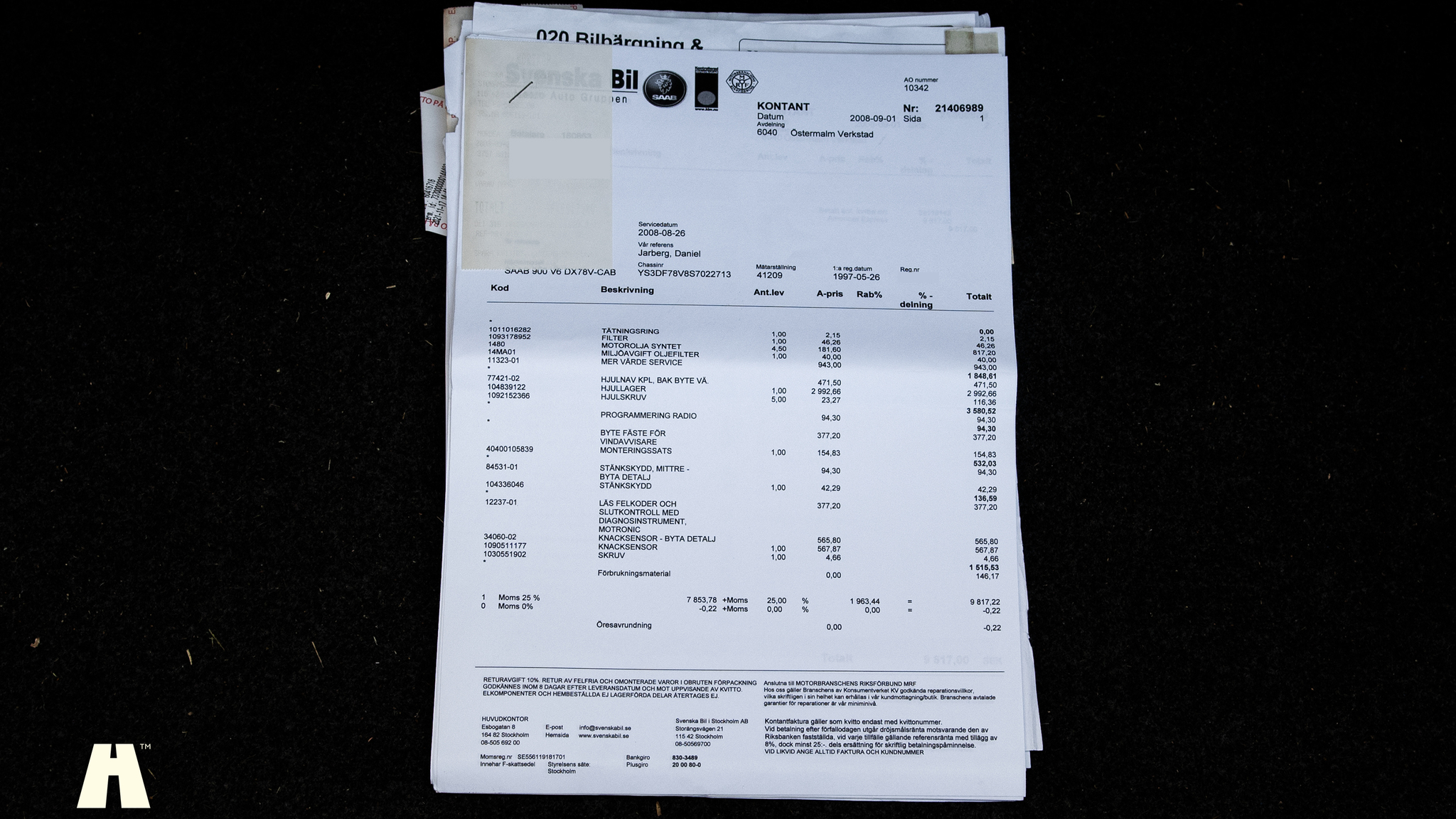 Dokumentation för 1995 SAAB 900 SE V6 Automat