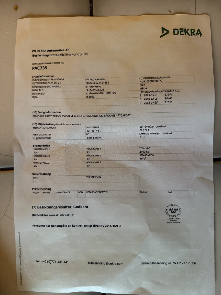 Dokumentation för 1989 BMW M5