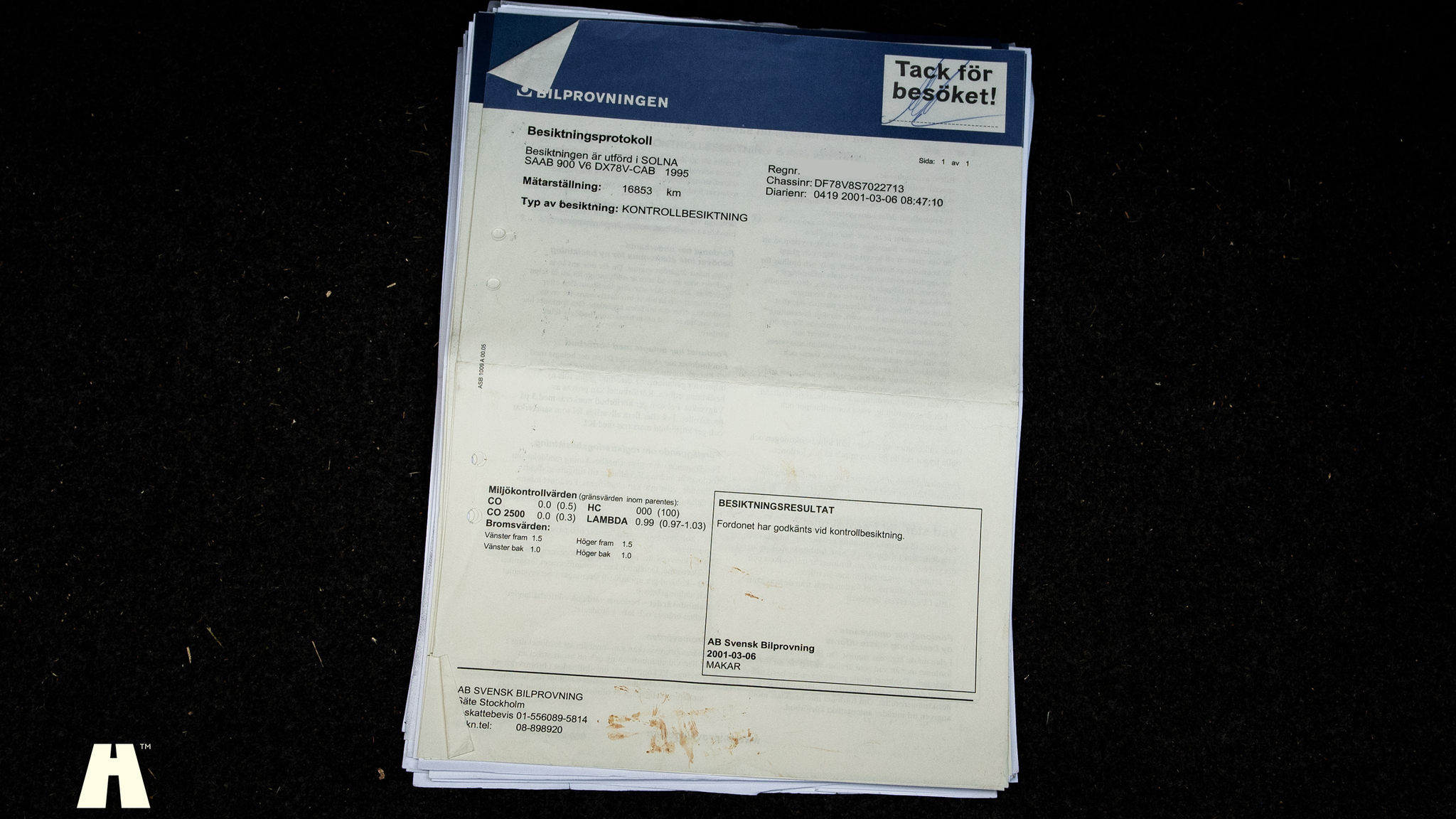 Dokumentation för 1995 SAAB 900 SE V6 Automat