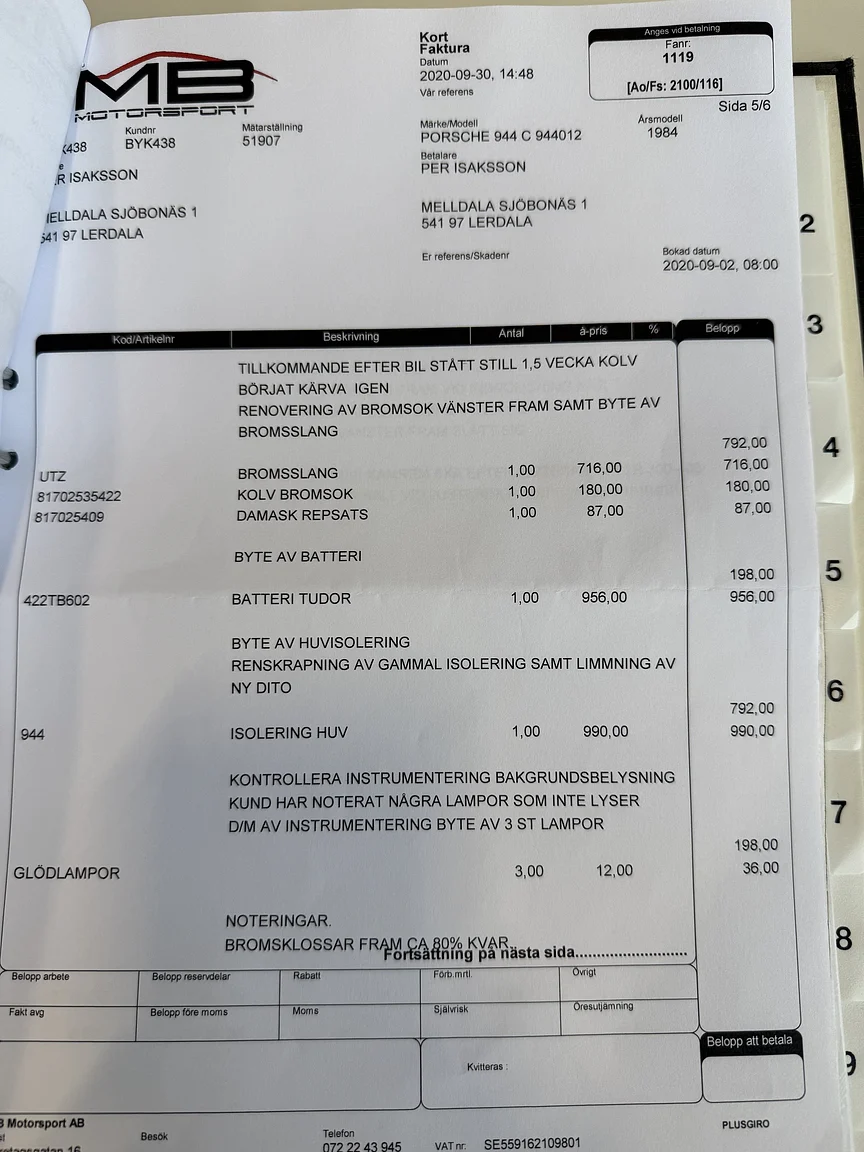 Dokumentation för 1984 Porsche 944 Targa (17)