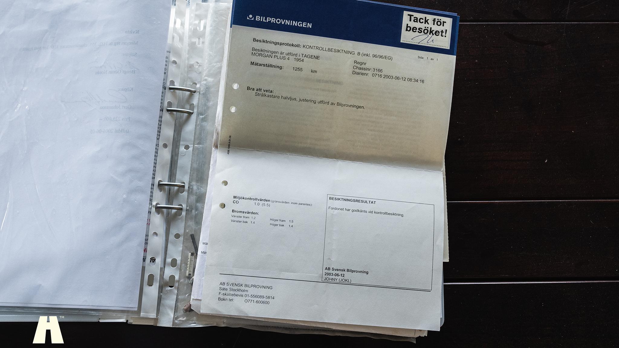 Documentation for 1954 Morgan Plus 4 