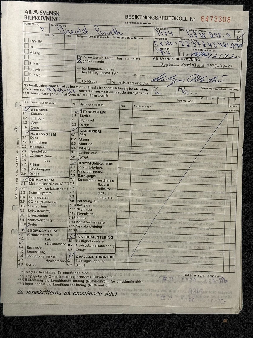 Documentation for 1974 Chevrolet Corvette Stingray (23)