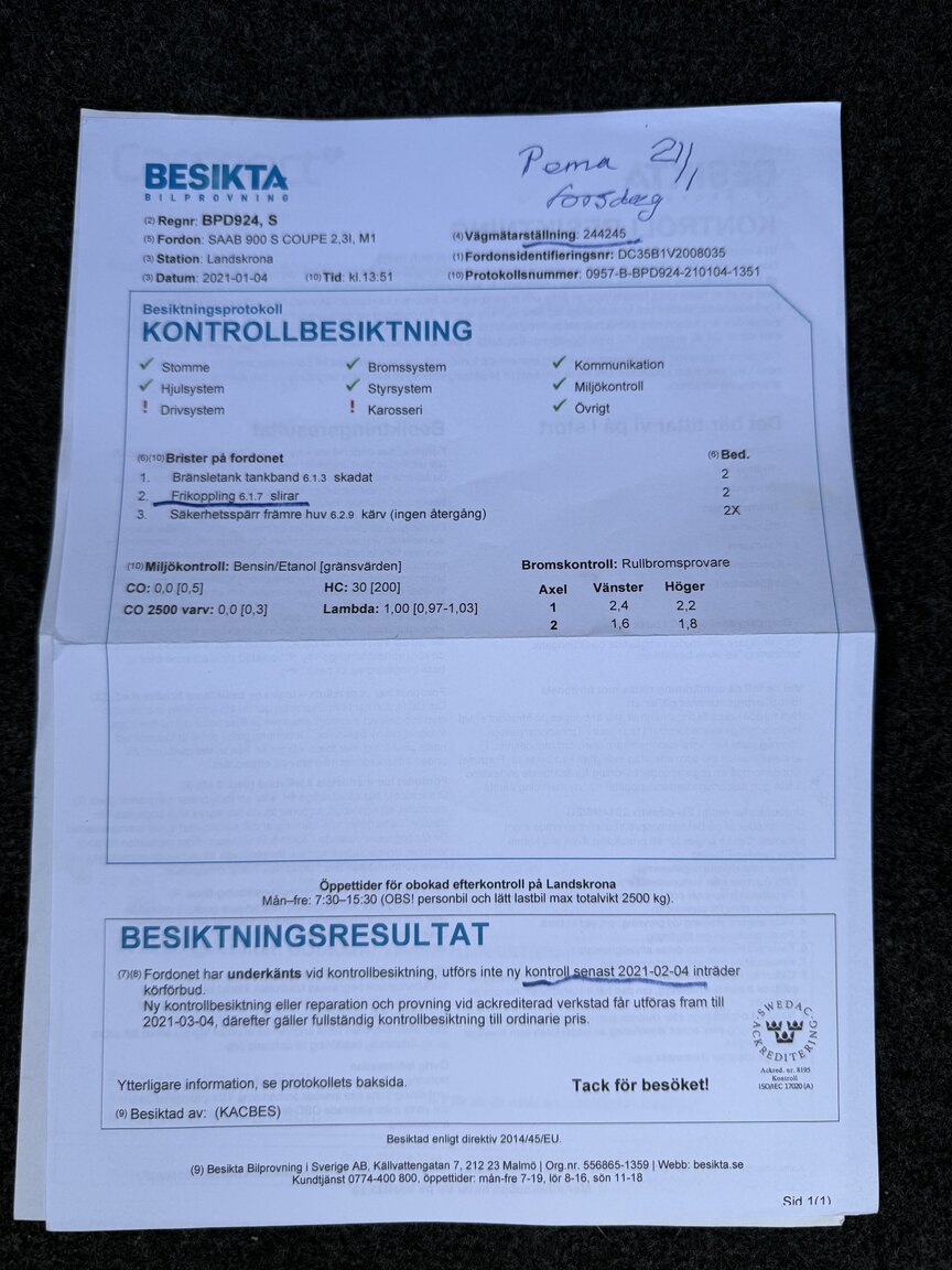 Dokumentation, 1997 SAAB 900