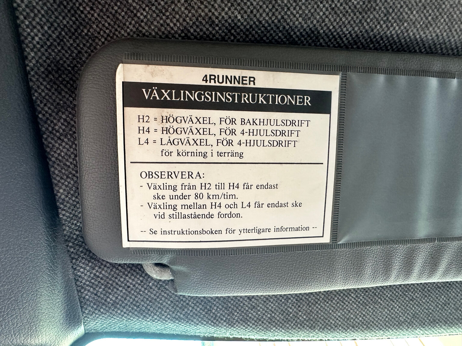 Interiörbild 1995 Toyota 4Runner