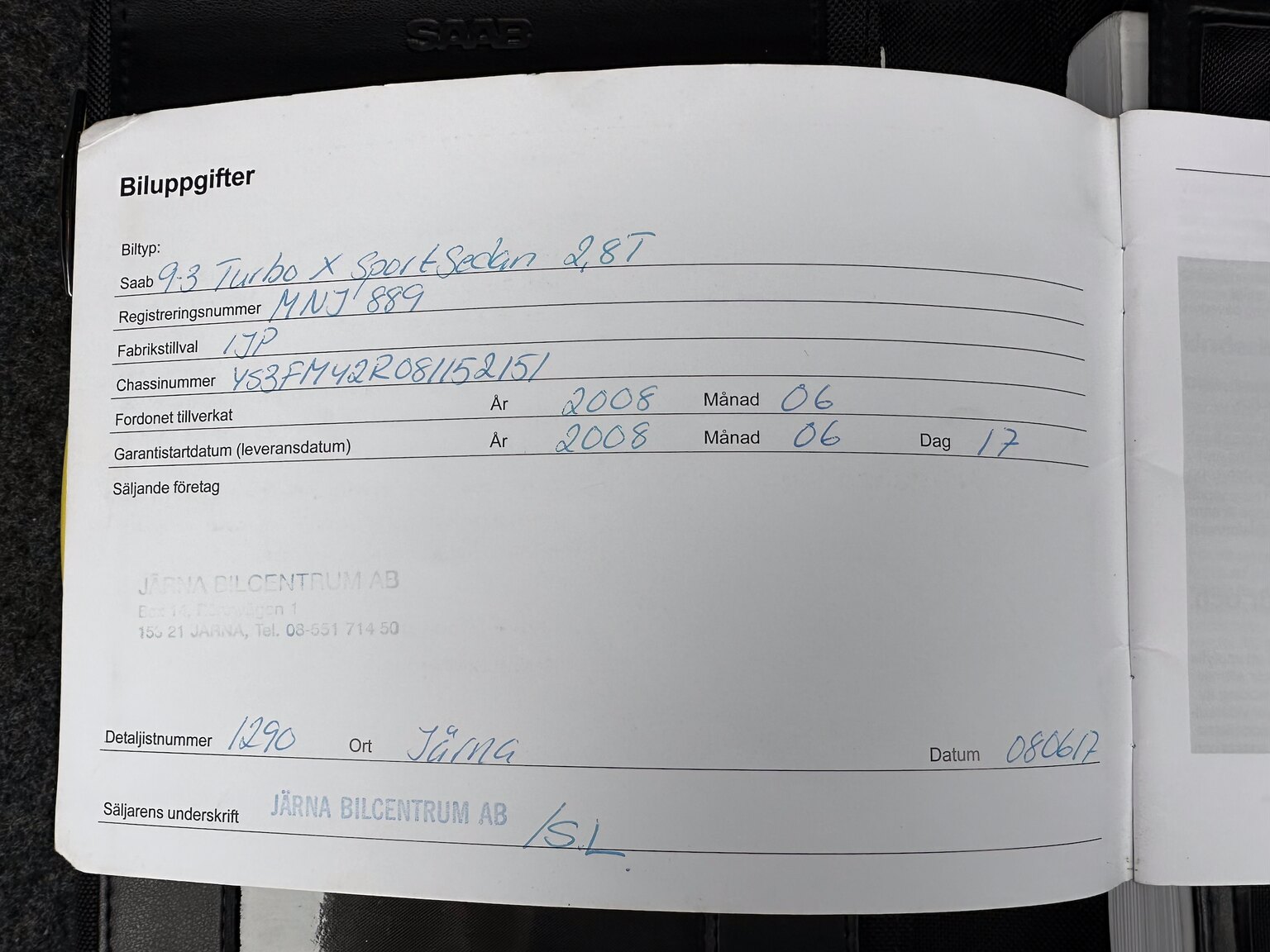 Dokumentation för 2008 Saab 9-3 Turbo X