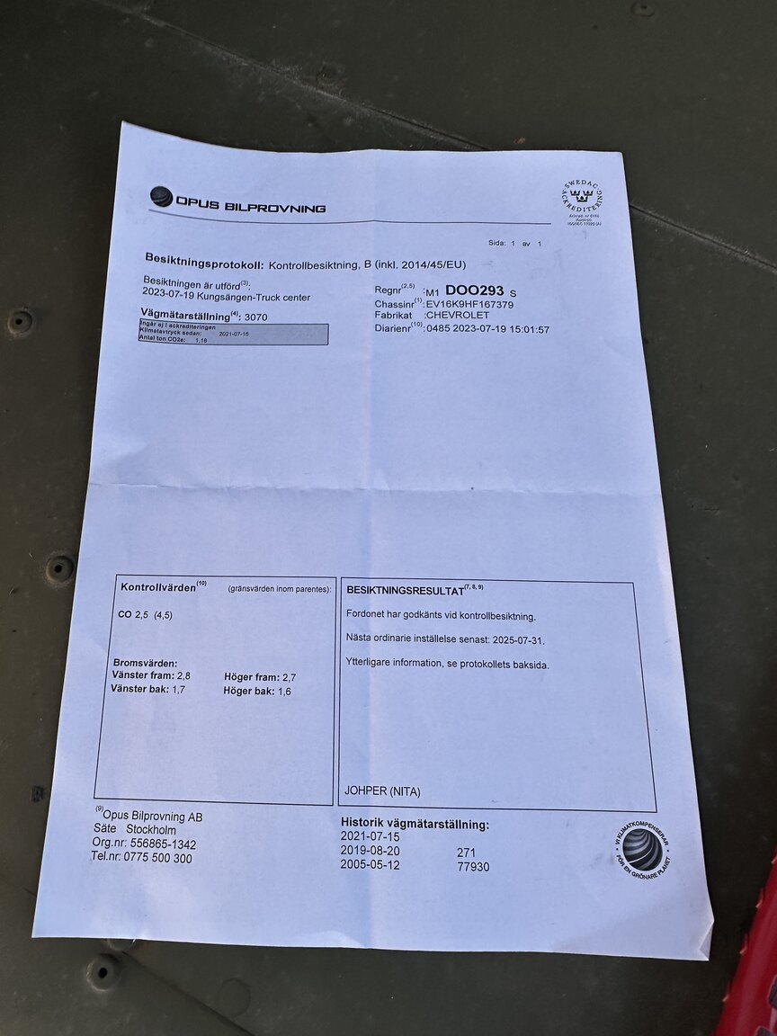 Dokumentation för 1987 Chevrolet/Humvee H1 Slantback