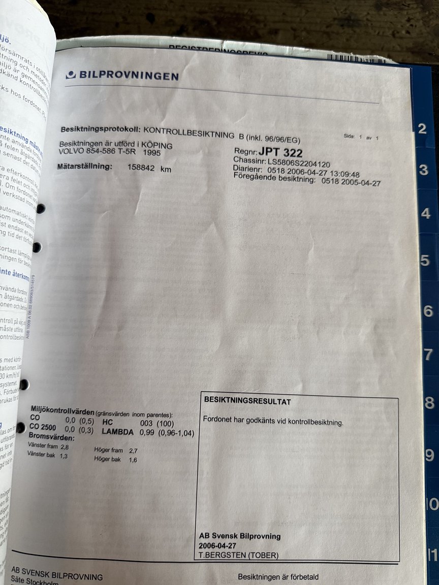 Documentation for 1995 Volvo 850 T-5R