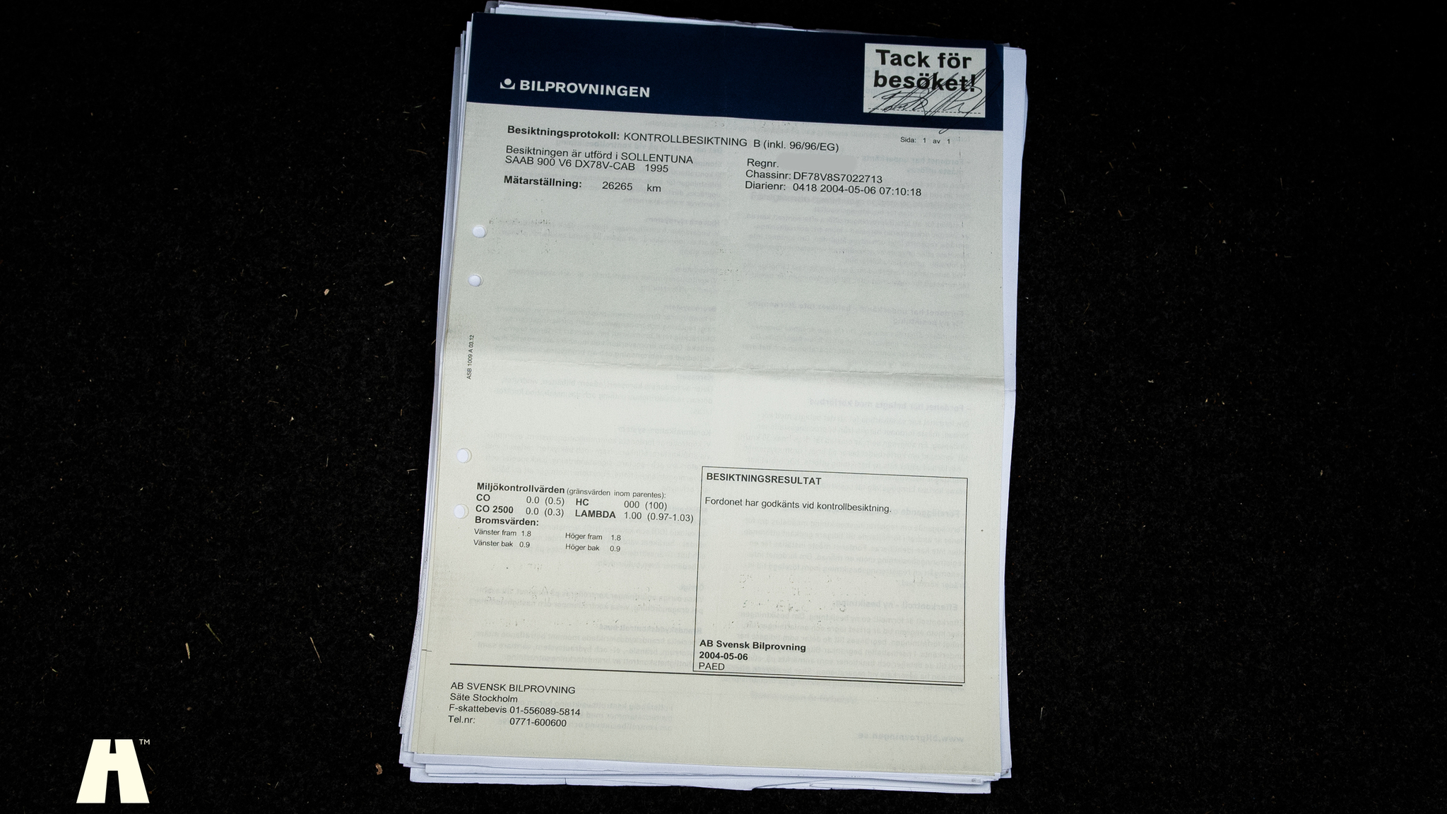 Dokumentation för 1995 SAAB 900 SE V6 Automat