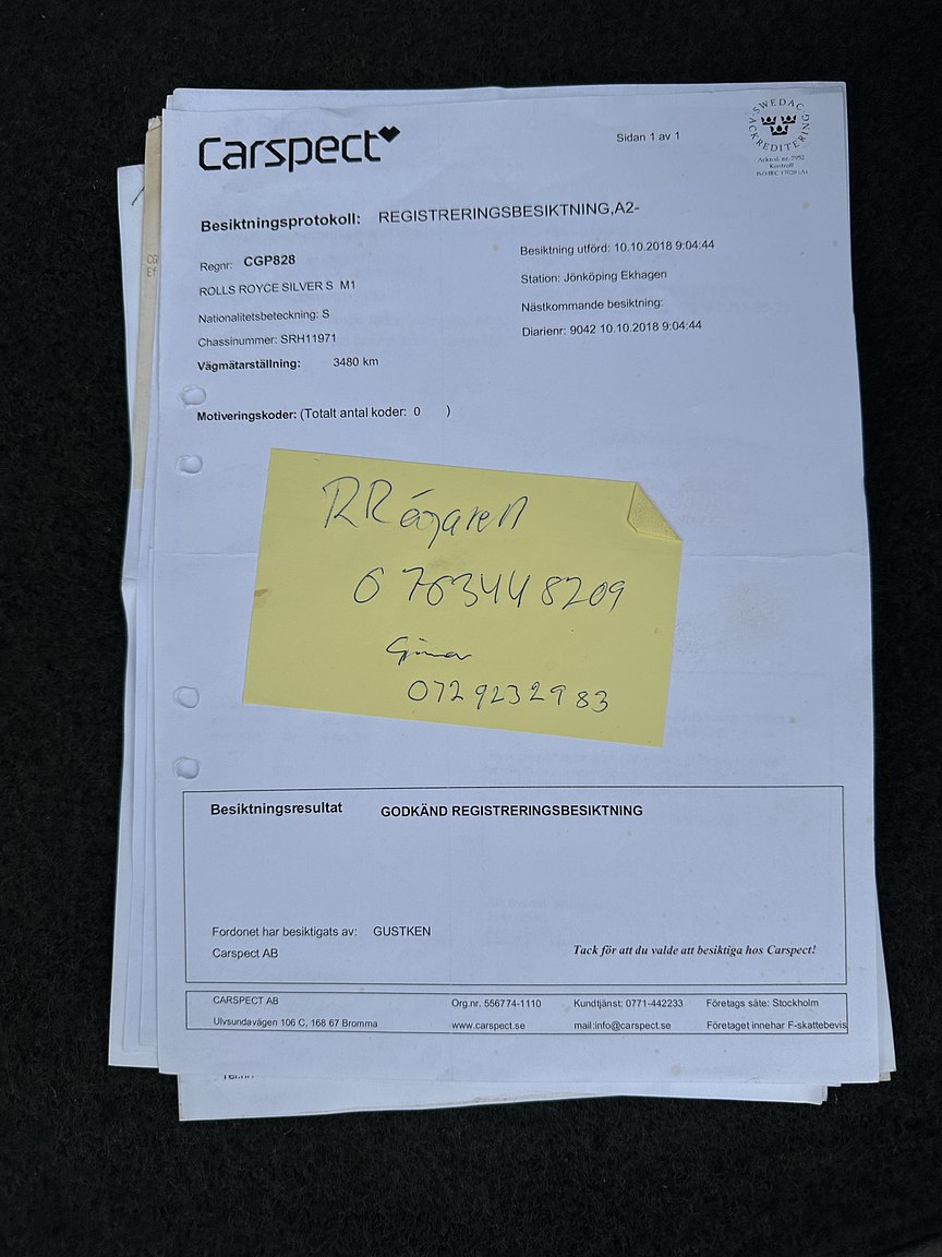 Documentation for 1972 Rolls-Royce Silver Shadow