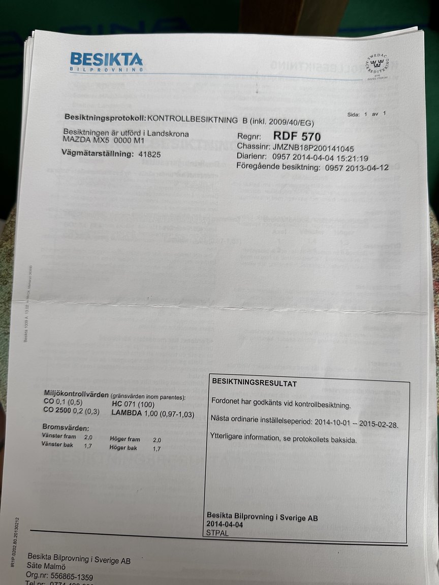 Dokumentation för 1999 Mazda MX-5