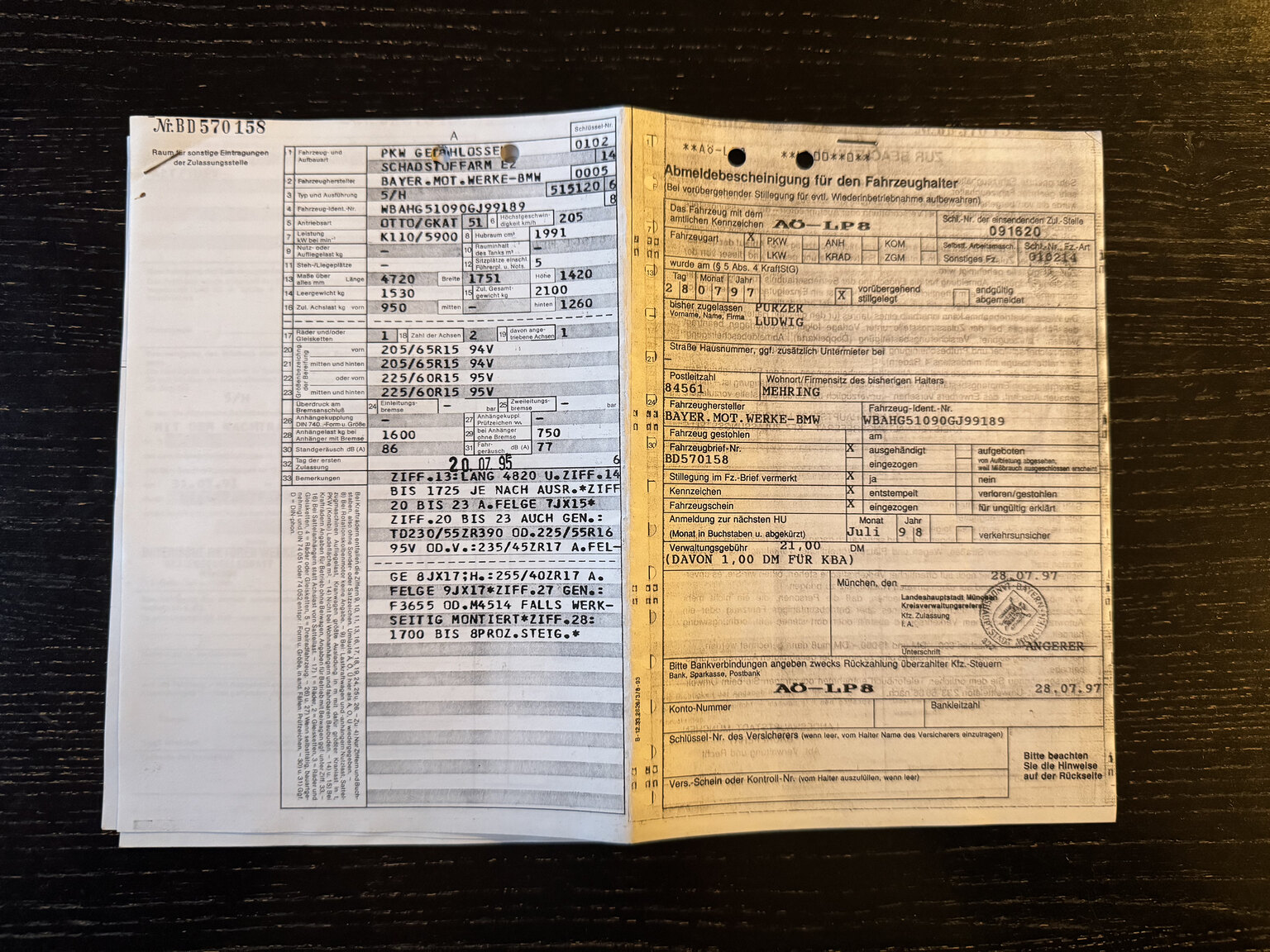 Documentation for 1996 BMW 520i Touring
