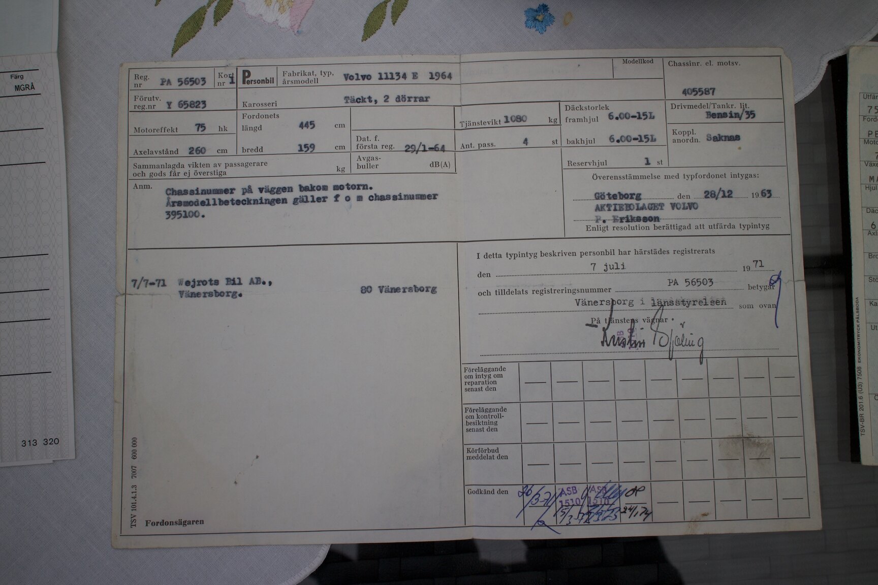 Dokumentation för 1964 Volvo PV544E 1.8