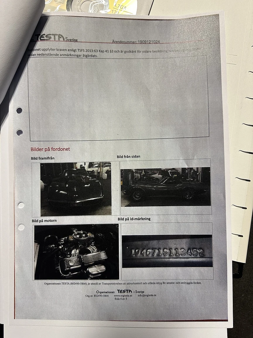 Dokumentation för 1971 Chevrolet Corvette Stingray Special 598 cui V8 795 hk (6)