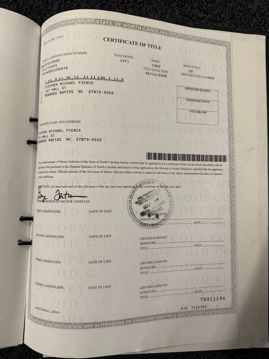 Dokumentation för 1971 Chevrolet Corvette Stingray Special 598 cui V8 795 hk (132)