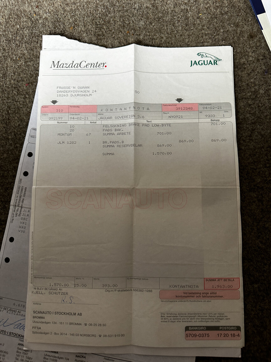 Documentation for 1988 Jaguar XJ Sovereign