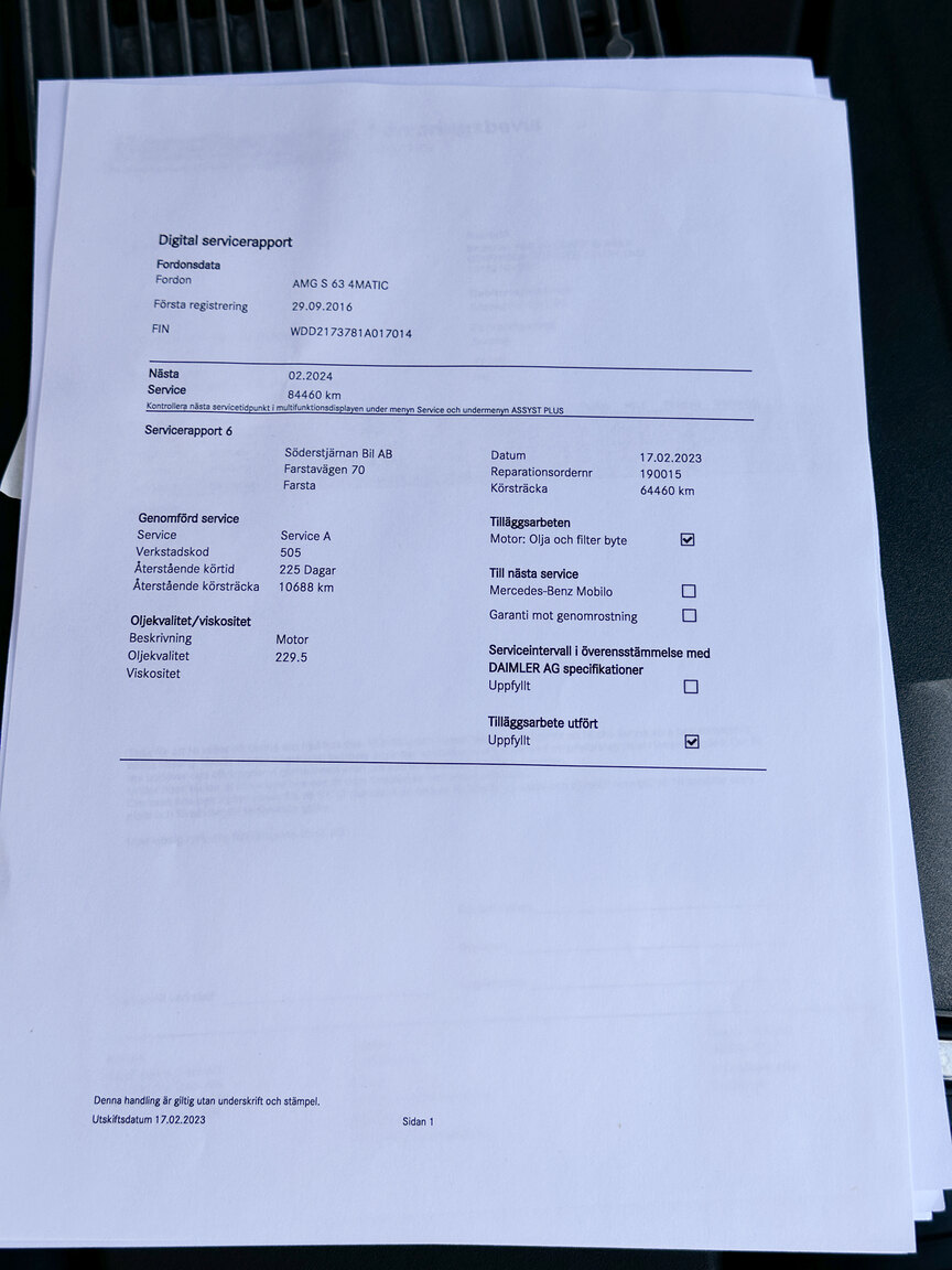 Dokumentation för 2016 Mercedes-Benz S63 AMG 4MATIC Coupé