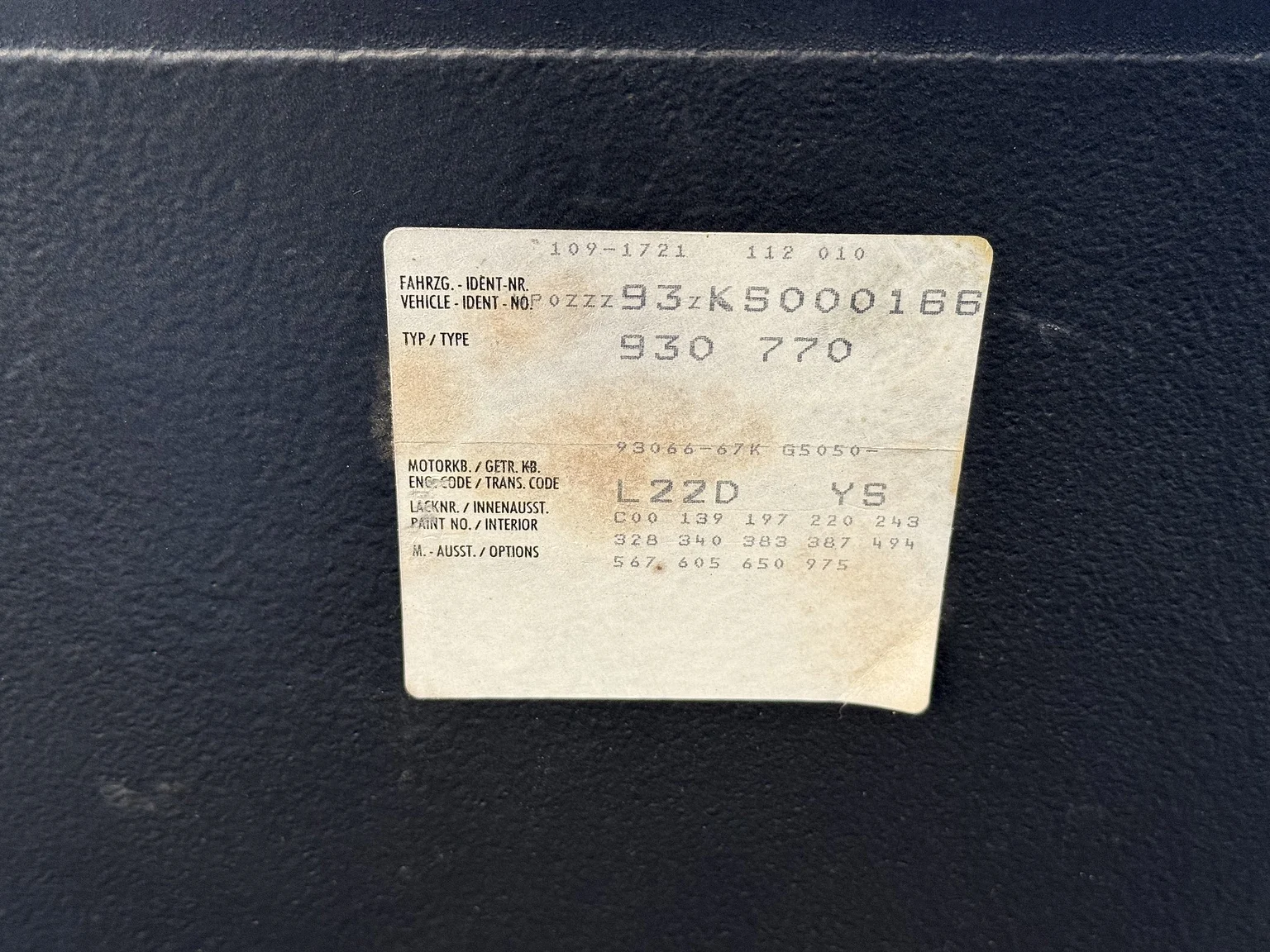 Dokumentation, 1989 Porsche 911 / 930 3.3 Turbo 5-speed (1)