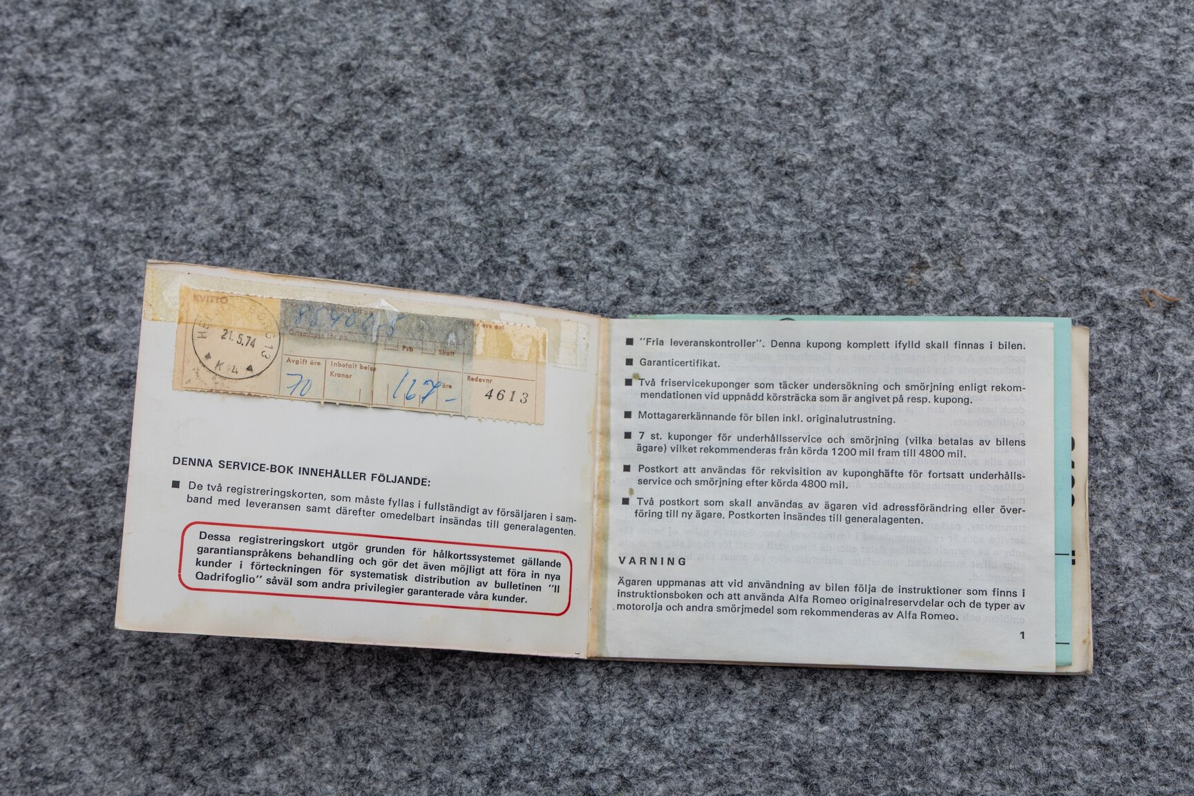 Documentation for 1974 Alfa Romeo Berlina 2000