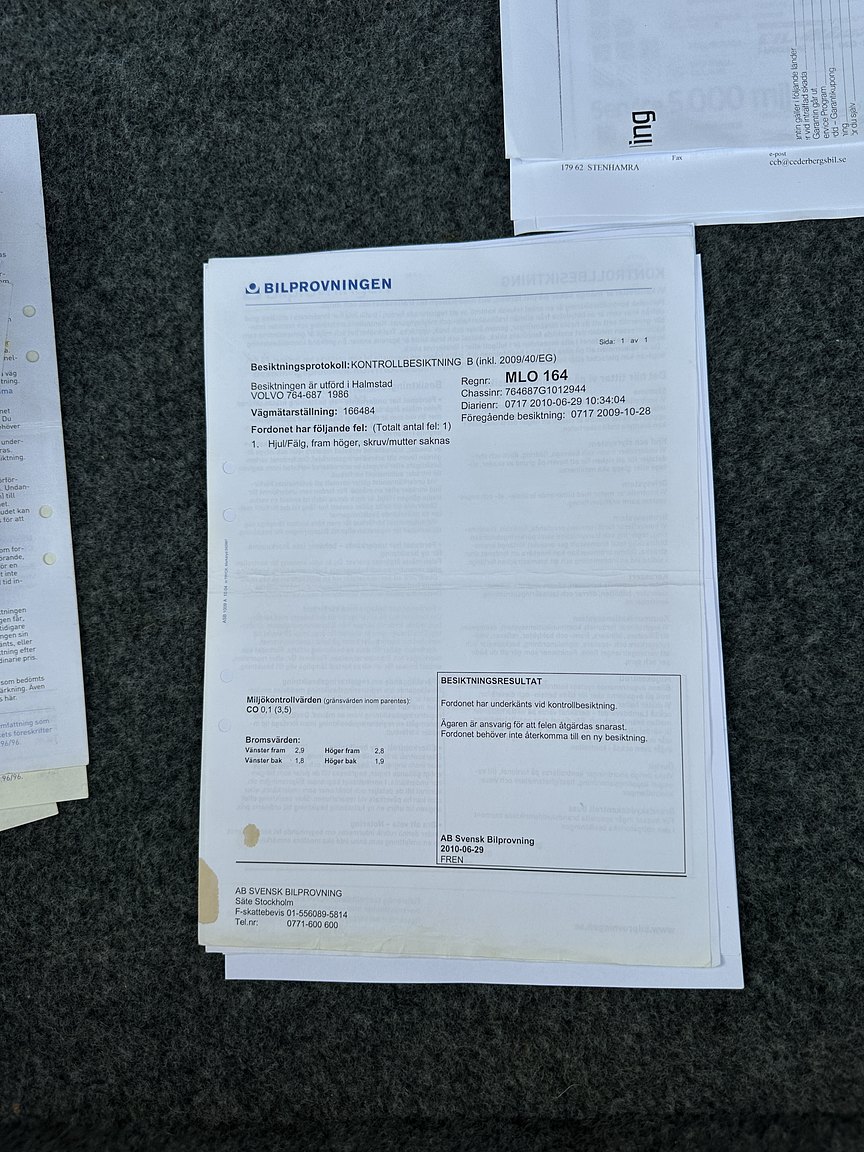 Documentation for 1986 Volvo 760 GLE 2.8 V6 Automatisk