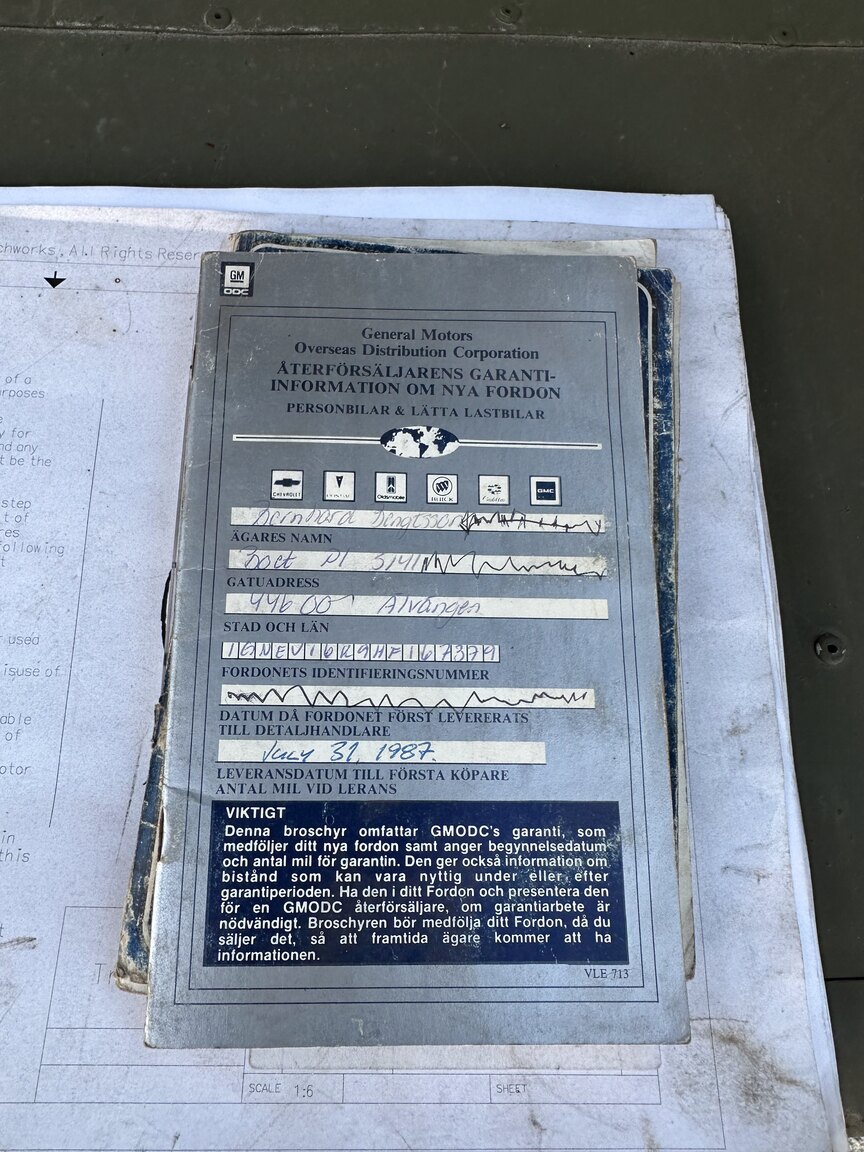 Documentation for 1987 Chevrolet/Humvee H1 Slantback