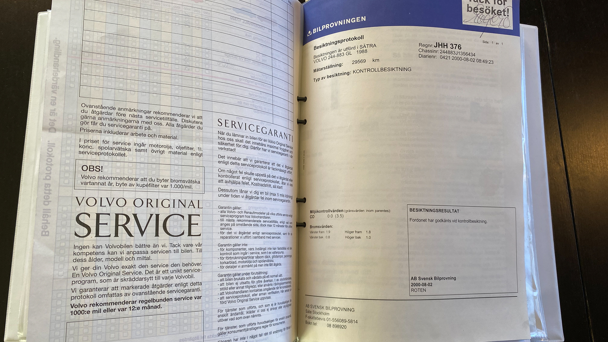 Documentation for 1988 Volvo 240 GL