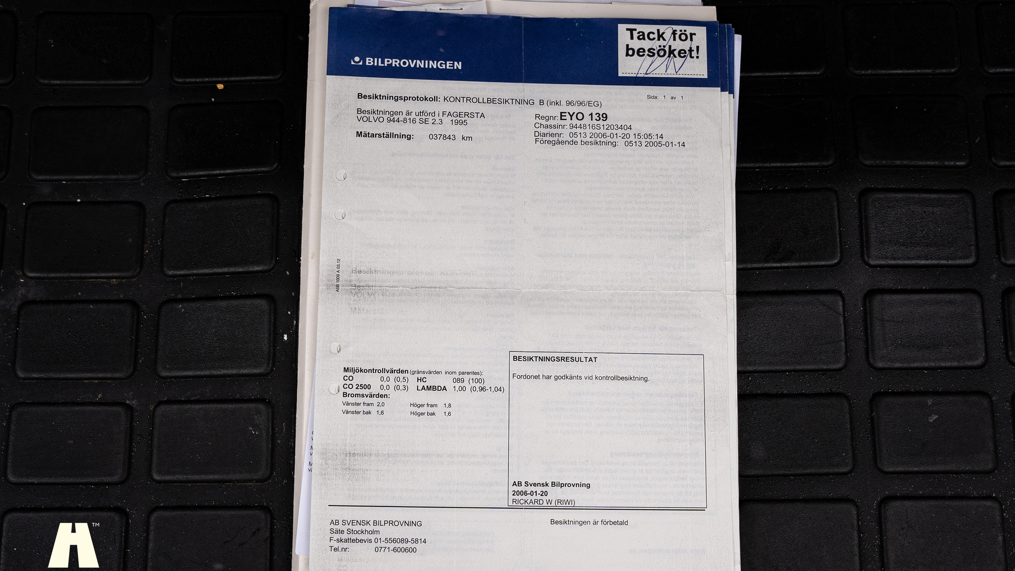 Dokumentation för 1995 Volvo 940 SE