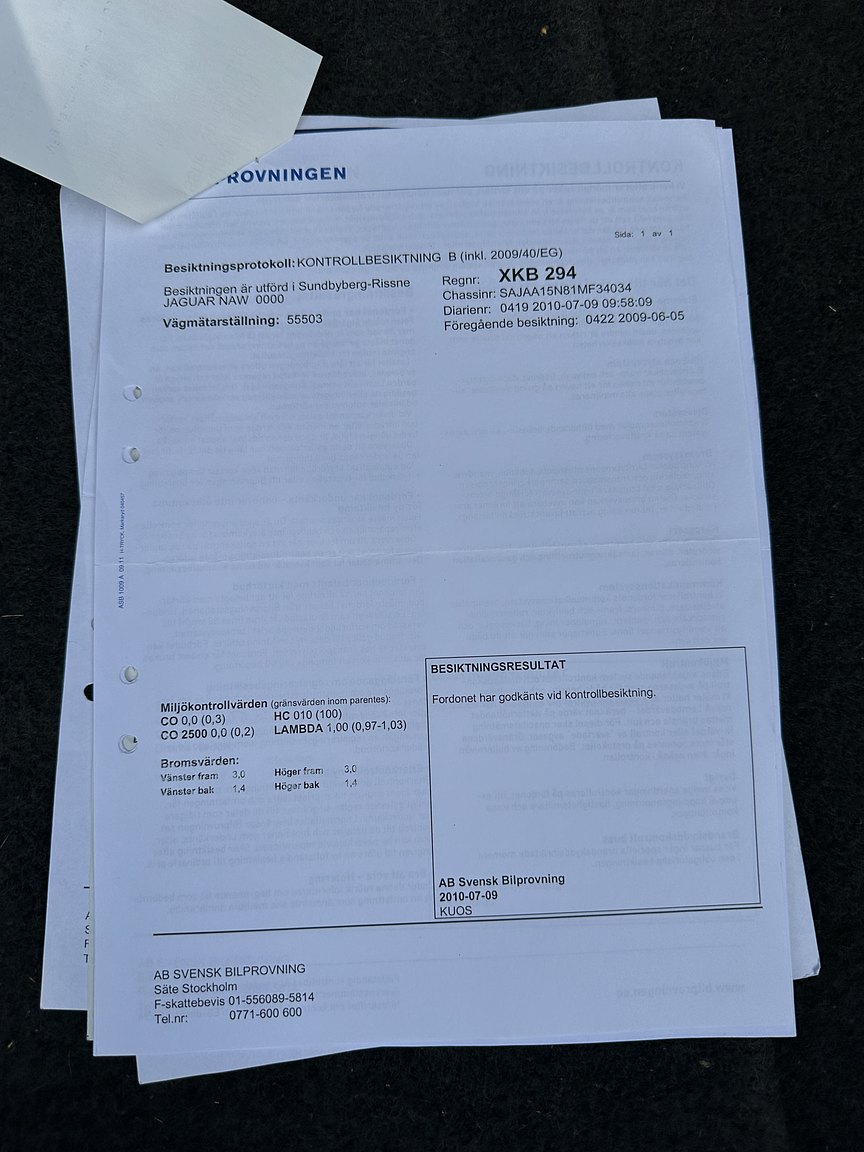 Documentation for 2001 Jaguar XJR