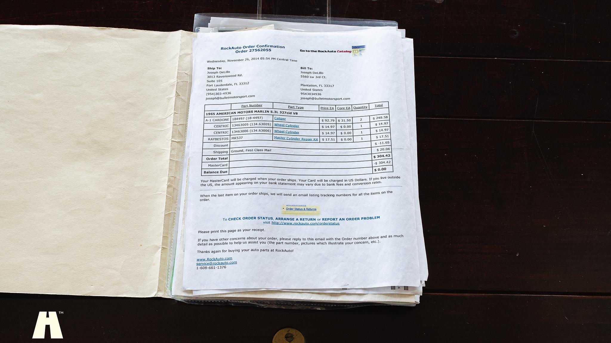 Documentation for 1965 AMC Rambler Marlin 327 CUI 5.4 V8