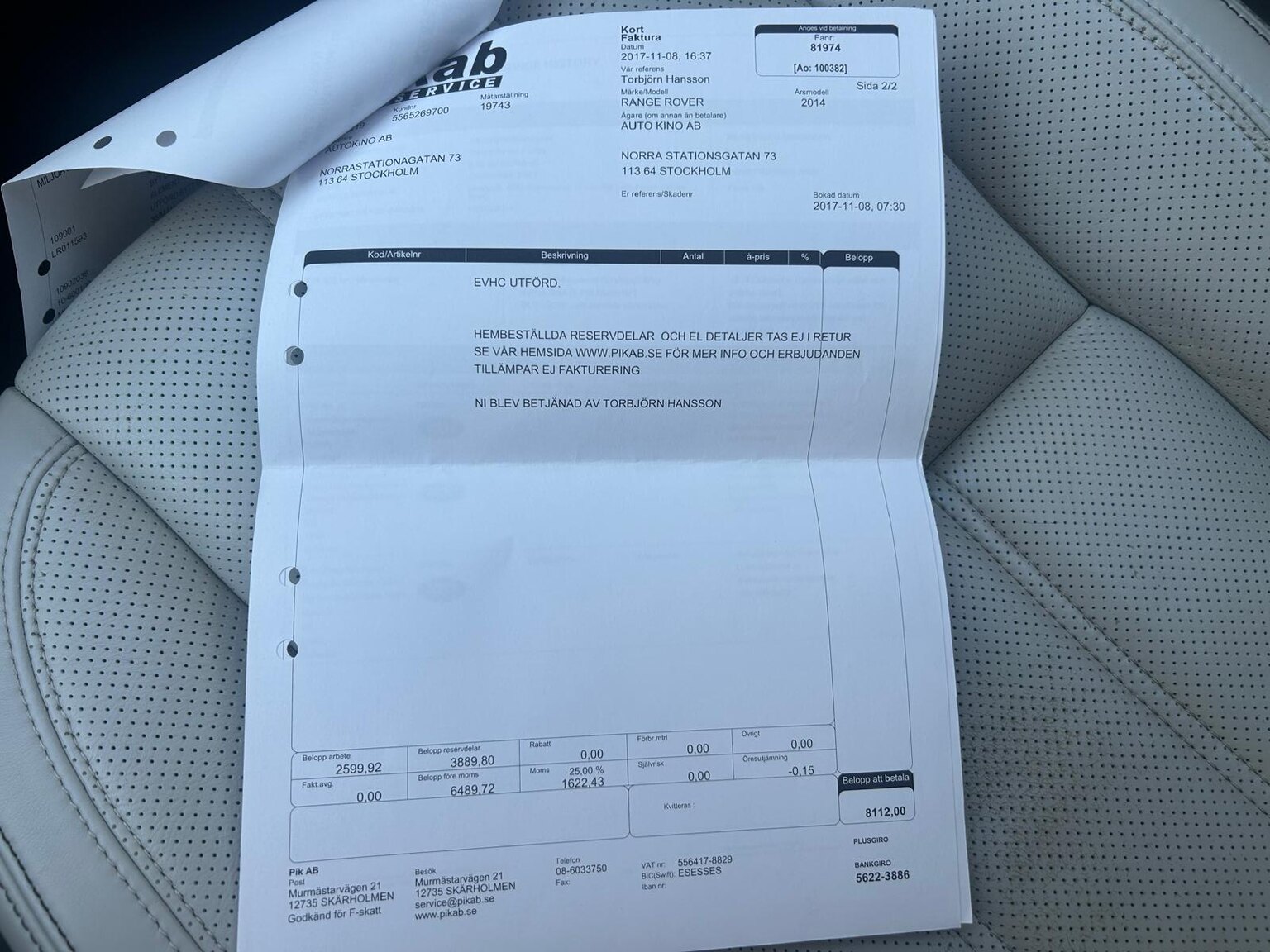 Documentation for 2014 Land Rover Range Rover 5.0 V8 Autobiography 
